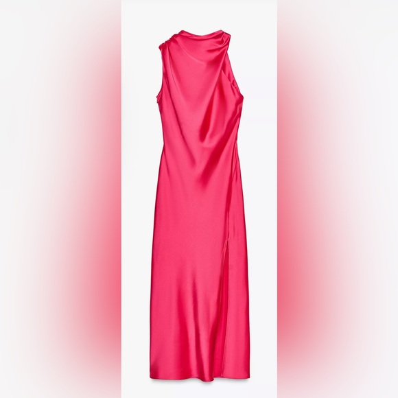 Nwt- Zara- asymmetric midi dress- XL - Picture 2 of 8